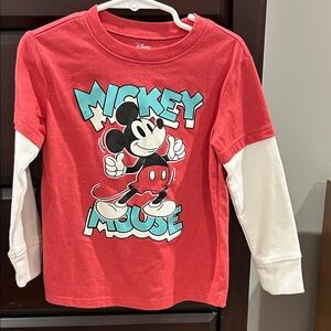 Disney Red and White Mickey Mouse Long Sleeve Tee